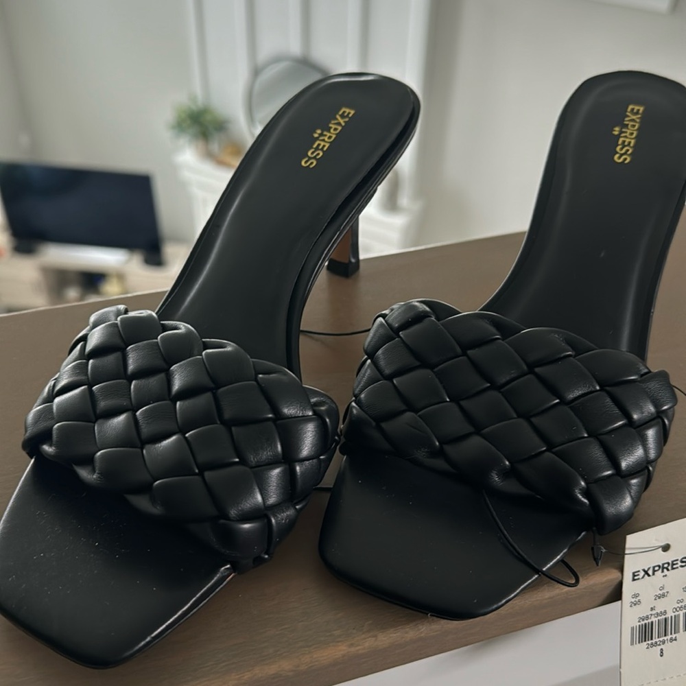 Express Quilted Square Toe Heeled Sandals